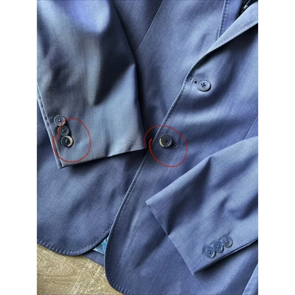 Ted Baker London Sport Coat Mens 38R Blue Wool Blazer Paisley Lining Jacket EUC